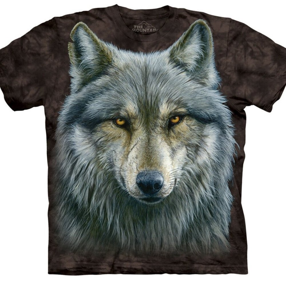 Warrior Wolf Wolves Lone Black Hairy Dog Animal The Mountain T-Shirt Adult M